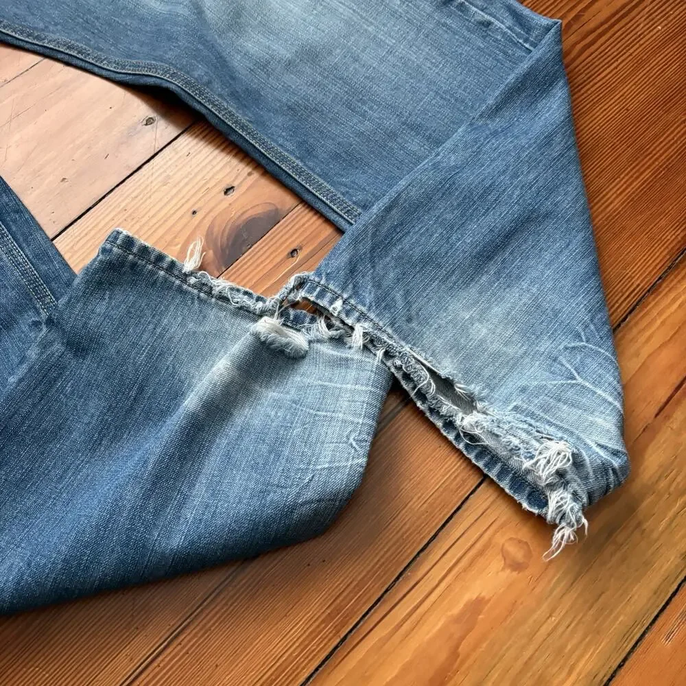 Vintage Y2K Shmack Jeans Men's Size 38 Loose Wide Leg Baggy Light Whiskers Stars